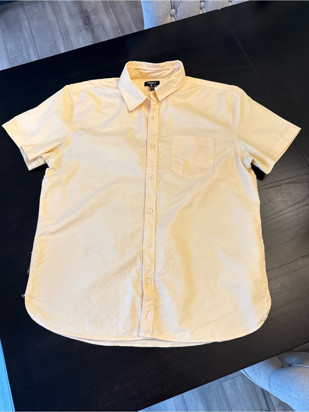 Forever 21 Men's Short Sleeve Button-Down Shirt - Light Yellow